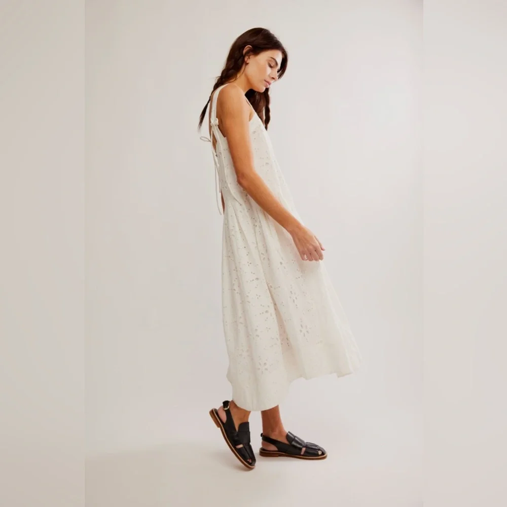 Free People White Eyelet Midi Dress
